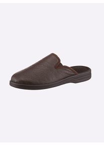 CLASSIC Herren Pantoffel, Gr. 41, braun, Lederimitat, Basic, Schuhe