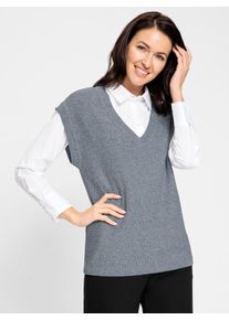 Inspirationen Damen Pullunder "Pullunder", blau, Gr. 36, meliert, 100% Baumwolle, Pullover