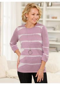 Classic Basics Damen 3/4 Arm-Pullover "Pullover", rosa, Gr. 38, gemustert, gestreift, mehrfarbig, 100% Polyacryl, Pullover