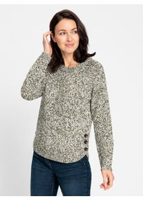Inspirationen Damen Rundhalspullover "Rundhals-Pullover", grün, Gr. 36, meliert, gemustert, 50% Polyester, 50% Polyacryl, Pullover