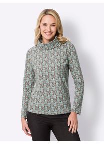 Classic Basics Damen Rollkragenshirt "Stehkragen-Shirt", grün, Gr. 48, gemustert, mehrfarbig, 100% Baumwolle, Shirts