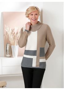 CLASSIC Damen Rollkragenpullover "Rollkragen-Pullover", braun, Gr. 38, gemustert, mehrfarbig, 58% Baumwolle, 42% Polyacryl, Pullover
