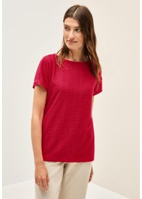 Cecil Damen T-Shirtglazed apple rot, Gr. XXL, unifarben, Jersey, Obermaterial: 65% Polyester, 35% Viskose, Shirts, mit Streifen-Struktur