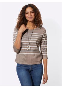 Casual Looks Damen 3/4-Arm-Shirt "Ringelshirt", beige, Gr. 40, bedruckt, gemustert, mehrfarbig, 100% Baumwolle, Shirts