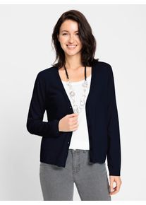 Inspirationen Damen Strickjacke, blau, Gr. 40, unifarben, 50% Viskose, 25% Polyester, 25% Polyamid, Strickjacken