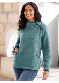 Casual Looks Damen Fleeceshirt "Fleece-Shirt", grün, Gr. 40, unifarben, 100% Polyester, Shirts