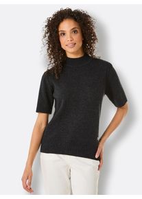Damen Kurzarmpullover "Merino-Kaschmir-Pullover", schwarz, Gr. 38, CREATION L PREMIUM, unifarben, 80% Schurwolle, 20% Kaschmir, Pullover