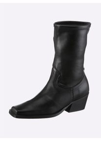 Heine Damen Stiefelette, Gr. 39, schwarz, Leder, Rindsleder, Glattleder, Synthetik, modisch, Schuhe