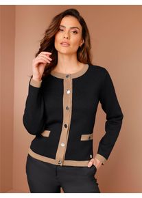 Damen Cardigan, gelb, Gr. 38, CREATION L PREMIUM, gemustert, mehrfarbig, 100% Schurwolle, Strickjacken