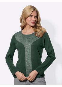 Classic Basics Damen Strickpullover "Langarm-Pullover", grün, Gr. 44, unifarben, bedruckt, gemustert, metallic, 98% Polyacryl, 1% Polyester, 1%