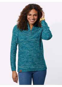 Casual Looks Damen Troyer "Troyer", blau, Gr. 38, gemustert, mehrfarbig, meliert, 54% Baumwolle, 46% Polyacryl, Pullover