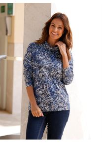 Inspirationen Damen Rollkragenshirt "Rollkragen-Shirt", blau, Gr. 36, gemustert, mehrfarbig, bedruckt, gepunktet, 50% Baumwolle, 50% Modal, Shirts