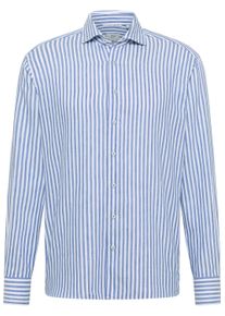 Eterna Herren Langarmhemd "COMFORT FIT", blau, Gr. 40, Twill, 59% Baumwolle, 41% Leinen, Hemden, EASY IRON (bügelleicht)