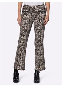 Heine Damen 7/8-Jeans, beige, Gr. 36, gemustert, animal-print, mehrfarbig, bedruckt, 98% Baumwolle, 2% Elasthan, Jeans