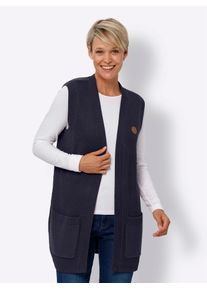Classic Basics Damen Strickweste, blau, Gr. 48, unifarben, 50% Baumwolle, 50% Polyacryl, Westen
