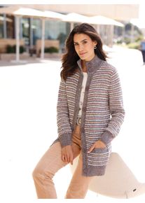 Inspirationen Damen Strickjacke, braun, Gr. 40, gemustert, mehrfarbig, gestreift, 62% Polyacryl, 38% Baumwolle, Strickjacken