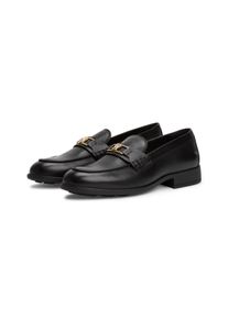 Tommy Hilfiger Damen Loafer "TH LOGO LEATHER LOAFER", Gr. 37, schwarz, Leder, unifarben, klassisch, Schuhe, Blockabsatz, Slipper, Businessschuh mit