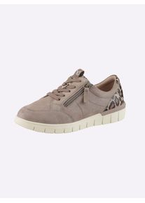 Caprice Damen Sneaker, Gr. 42, beige, Veloursleder, Lackleder, modisch, Schuhe