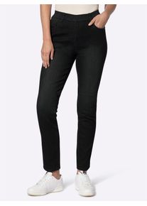 Heine Damen Schlupfjeans, schwarz, Gr. 42, unifarben, 81% Baumwolle, 17% Polyester, 2% Elasthan, Jeans