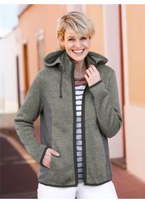 Classic Basics Damen Strickfleecejacke, beige, Gr. 56, gemustert, mehrfarbig, meliert, 100% Polyester, Einsatz:100% Polyester, Jacken