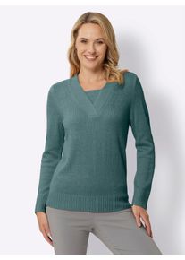 Classic Basics Damen Strickpullover "2-in-1-Pullover", grün, Gr. 46, unifarben, 100% Polyacryl, Pullover