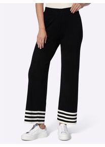 Heine Damen Strickhose, schwarz, Gr. 36, gemustert, gestreift, unifarben, 70% Viskose, 30% Polyamid, Hosen