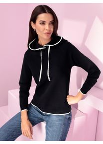 Heine Damen Kapuzenpullover "Kapuzen-Pullover", schwarz, Gr. 38, unifarben, 50% Viskose, 28% Polyester, 22% Polyamid, Pullover