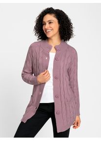 Inspirationen Damen Longstrickjacke, lila, Gr. 38, unifarben, 60% Baumwolle, 40% Polyacryl, Strickjacken