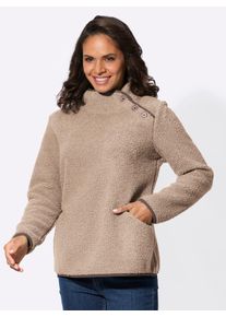 Casual Looks Damen Fleeceshirt "Fleece-Shirt", beige, Gr. 38, unifarben, 100% Polyester, Shirts