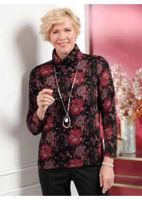 CLASSIC Damen Rollkragenpullover "Rollkragen-Pullover", rot, Gr. 40, geblümt, gemustert, mehrfarbig, 75% Viskose, 19% Polyacryl, 3% Elasthan, 3%