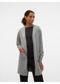 Véro Moda VERO MODA Damen Longstrickjacke "VMSILJE LS OPEN CARDIGAN GA NOOS", grau, modisch, Gr. S, unifarben, Strick, Obermaterial: 77% Viskose, 23%