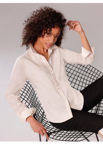 Damen Hemdbluse, beige, Gr. 40, CREATION L PREMIUM, meliert, unifarben, 50% Baumwolle, 50% Modal, Blusen