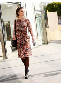 Inspirationen Damen Druckkleid "Mesh-Kleid", braun, Gr. 38, gemustert, animal-print, mehrfarbig, 96% Polyester, 4% Elasthan, Kleider