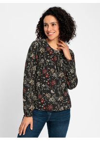 Inspirationen Damen Langarmbluse, gelb, Gr. 38, gemustert, mehrfarbig, geblümt, bedruckt, 100% Viskose, Blusen