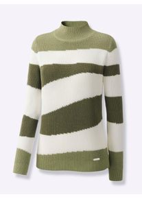 Casual Looks Damen Stehkragenpullover "Pullover", grün, Gr. 38, gemustert, mehrfarbig, 50% Baumwolle, 50% Polyacryl, Pullover