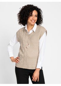 Inspirationen Damen Pullunder "Pullunder", beige, Gr. 36, unifarben, 60% Baumwolle, 40% Polyacryl, Pullover