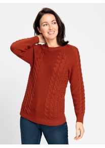 Inspirationen Damen Strickpullover "Strickpullover", rot, Gr. 36, unifarben, 100% Baumwolle, Pullover