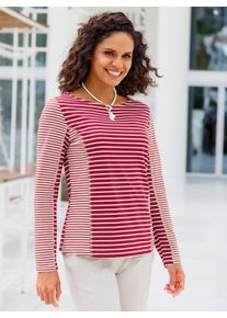 Casual Looks Damen Langarmshirt "Shirt"kirsche, elfenbein, geringelt, Gr. 40, gemustert, mehrfarbig, gestreift, 100% Baumwolle, Shirts