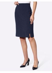 Heine Damen Bleistiftrockmarine, ecru nadelstreifen, Gr. 36, unifarben, gemustert, gestreift, 63% Polyester, 33% Viskose, 4% Elasthan, Röcke