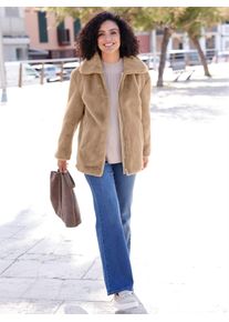 Inspirationen Damen Fellimitatjacke, beige, Gr. 40, unifarben, 100% Polyester, Jacken