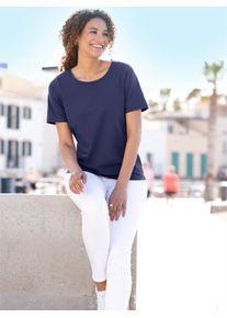 Casual Looks Damen Kurzarmshirt "Kurzarm-Shirt", blau, Gr. 40, unifarben, 95% Baumwolle, 5% Elasthan, Shirts