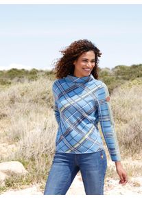 Casual Looks Damen Stehkragenpullover "Pullover"mittelblau, schilf, gemustert, Gr. 36, gemustert, kariert, mehrfarbig, 50% Baumwolle, 50% Polyacryl,