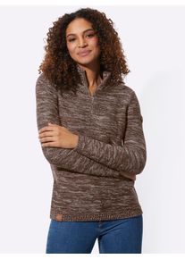 Casual Looks Damen Troyer "Troyer", braun, Gr. 36, gemustert, mehrfarbig, meliert, 54% Baumwolle, 46% Polyacryl, Pullover