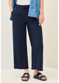 Cecil Damen Stoffhose "Style Neele", blau, casual, Gr. S, unifarben, Web, Obermaterial: 85% Viskose, 15% Polyamid, Hosen, 7/8 Twill mit Struktur