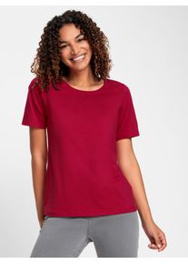 Casual Looks Damen Kurzarmshirt "Kurzarm-Shirt", rot, Gr. 40, unifarben, 95% Baumwolle, 5% Elasthan, Shirts