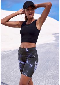 active by Lascana LASCANA ACTIVE Damen Funktionsshorts, schwarz, sportlich, Gr. XS, bedruckt, Obermaterial: 85% Polyester, 15% Elasthan, Hosen, mit gemustertem Druck