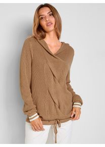 Inspirationen Damen Strickpullover "Pullover", braun, Gr. 36, unifarben, gemustert, gestreift, 50% Baumwolle, 50% Polyacryl, Pullover