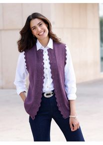 Inspirationen Damen Strickweste, lila, Gr. 40, meliert, unifarben, 50% Baumwolle, 50% Polyacryl, Westen