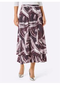 Damen Bahnenrock, lila, Gr. 18, CREATION L PREMIUM, gemustert, mehrfarbig, bedruckt, 70% Lyocell, 30% Viskose, Röcke