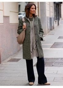 Inspirationen Damen Wintermanteloliv, marine, gemustert, Gr. 38, gemustert, 67% Polyester, 11% Polyacryl, 10% Viskose, 5% Polyamid, 4% Baumwolle, 3%